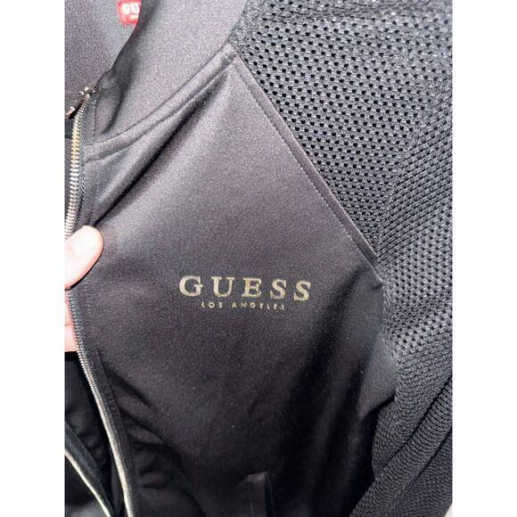 Guess Los Angeles Black Zip Jacket with Mesh Sleeves & Logo Size L - Picture 3 of 6